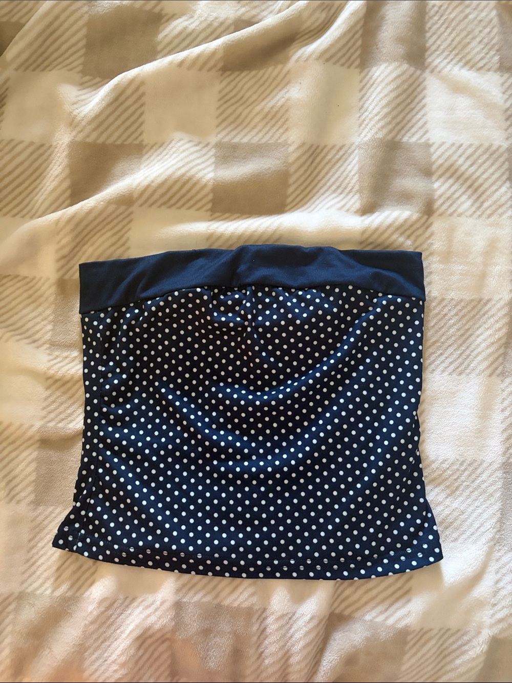 SHEIN Navy Polka Dot Strapless Tube Top